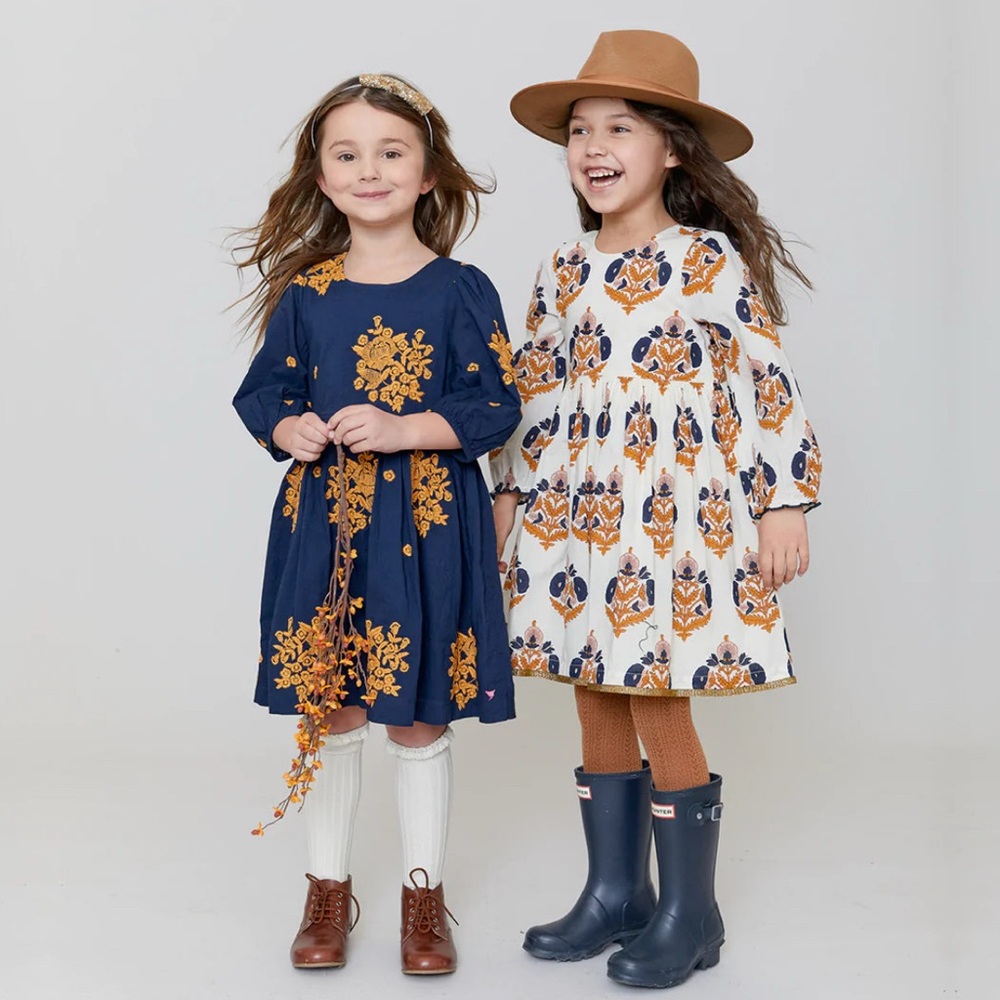 Girls Pink Chicken NY Boutique Magnolia & Oak Navy with Gold Youth 10 NWT